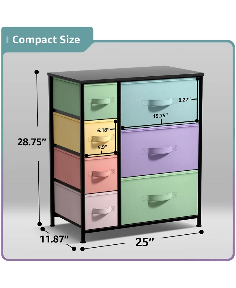 Sorbus Dresser with 7 Drawers - Storage Chest Organizer with Steel Frame, Wood Top, Handles, Fabric Bins