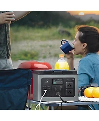 Outsunny Portable LiFePO4 Power Station with Tabletop Surface