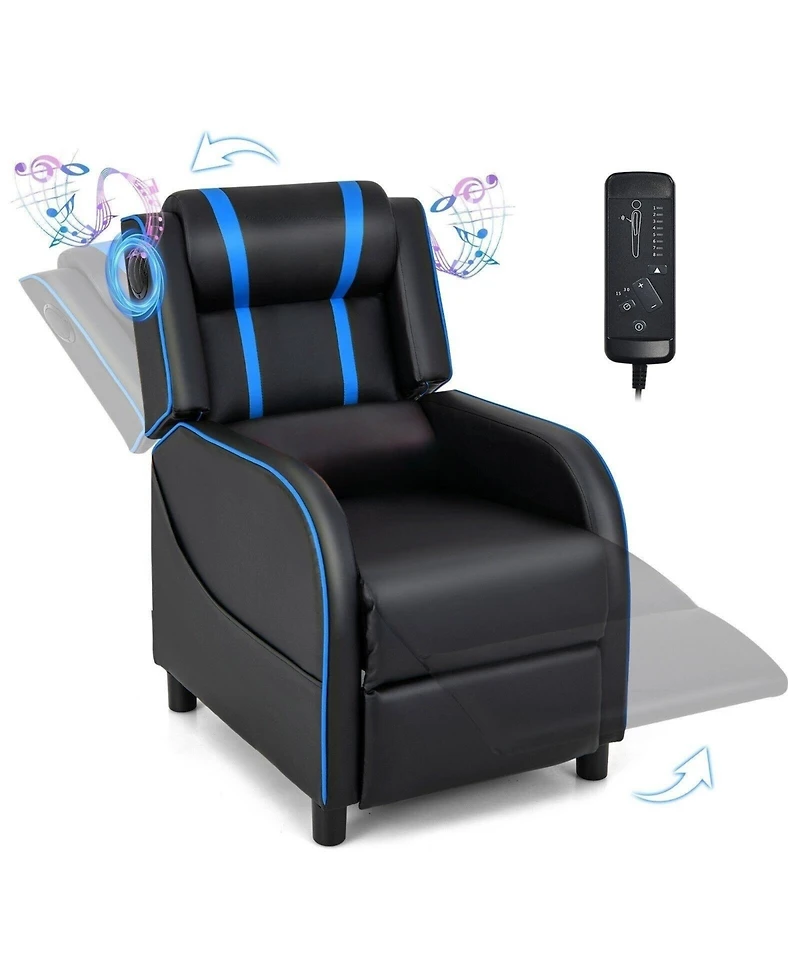 Gouun Pu Leather Massage Gaming Recliner Chair with Side Pockets