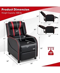 Gouun Pu Leather Massage Gaming Recliner Chair with Side Pockets