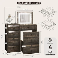 Vlsrka Vanity Makeup Desk with Mirror and Lights