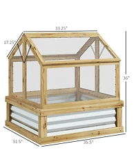 Outsunny Raised Garden Bed with Wooden Cold Frame, 35.5" x 31.5" x 36"