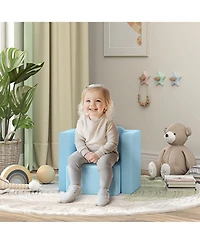 Qaba 2-in-1 Kids Sofa, Convertible Table and Chair Set, Light