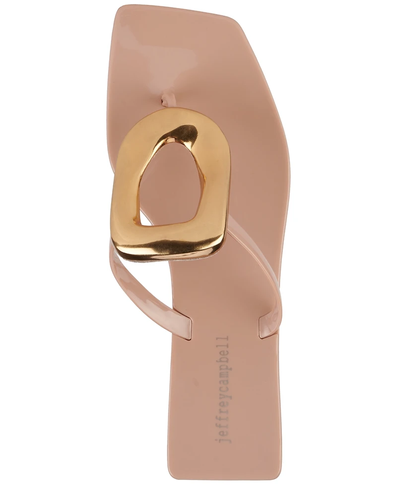 Jeffrey Campbell Linques-j Embellished T-Strap Flat Jelly Sandals