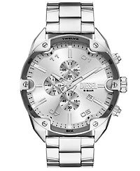 Diesel Men's Spiked Quartz Chronograph Silver Stainless Steel Watch, 49mm