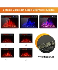Gymax 25'' Electric Fireplace Recessed 900/1350W Fireplace Heater w/ Remote Control