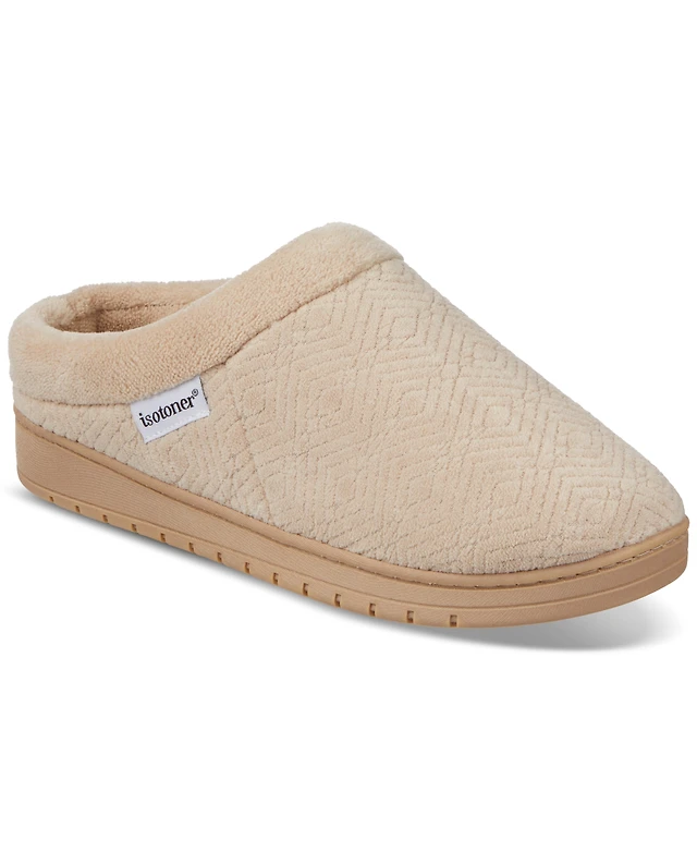 Isotoner Signature Women's Louise Quilted Velour Clog Slippers at