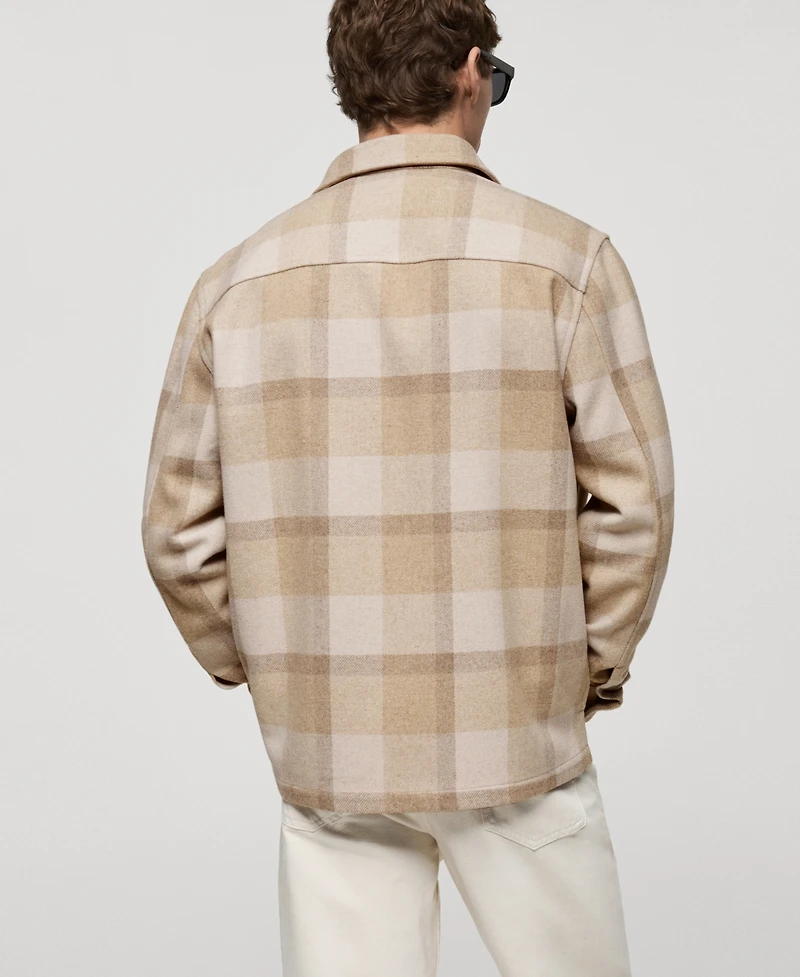 Mango Men's Slim-Fit Checked Flannel Wool-Blend Overshirt