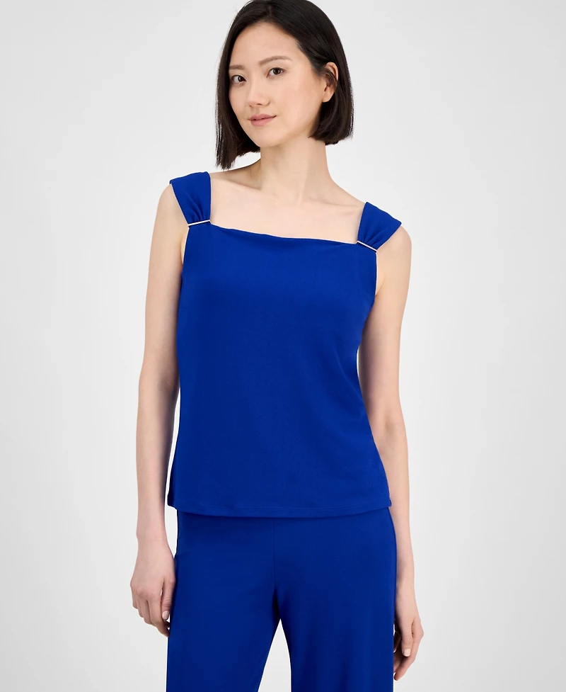 Anne Klein Women's Embellished Shirred-Strap Top