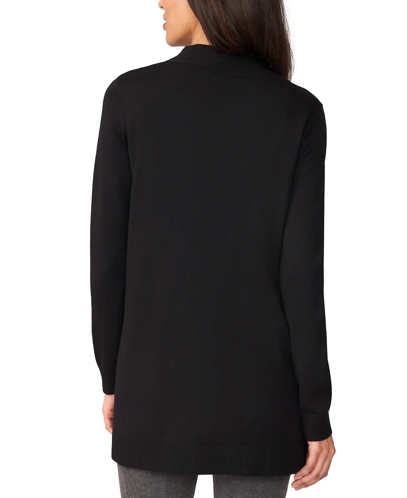 Melissa Paige Petite Cable Trim Open Front Cardigan Sweater