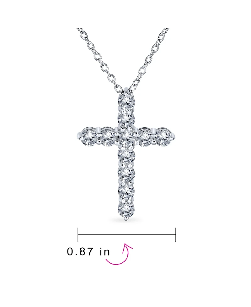 Bling Jewelry Necklace Minimalist Sterling Silver Cross Pendant with Cubic Zirconia