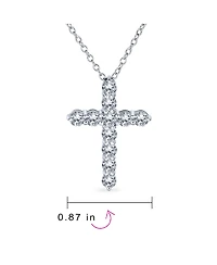 Bling Jewelry Necklace Minimalist Sterling Silver Cross Pendant with Cubic Zirconia