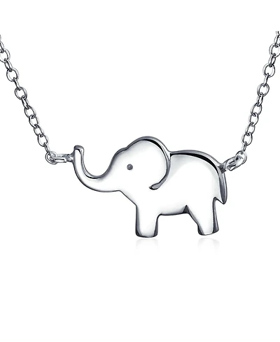 Bling Jewelry Simple Lucky Elephant Pendant Necklace in Sterling Silver Good Luck