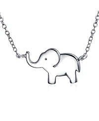 Bling Jewelry Simple Lucky Elephant Pendant Necklace in Sterling Silver Good Luck