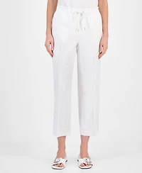 Anne Klein Women's Linen Blend Drawstring-Waist Ankle Pants