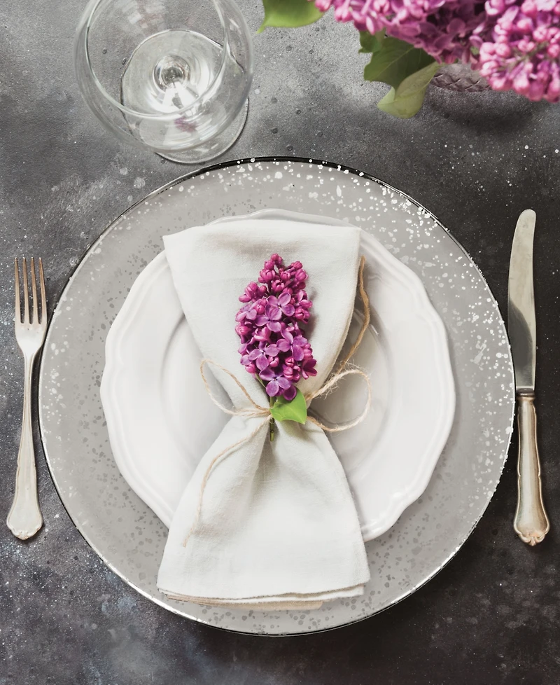 American Atelier Speckled Silver Glass Charger Plate 13", Set of 4