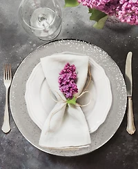 American Atelier Speckled Silver Glass Charger Plate 13", Set of 4