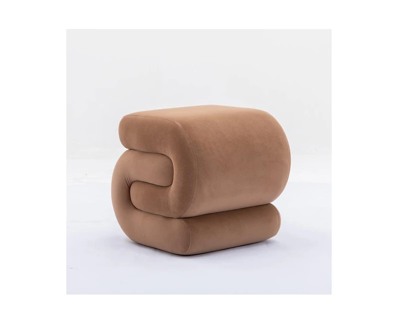Chic S-Shape Velvet Footstool, Upholstered Makeup Stool, Modern Ottoman for Bedroom, Living Room, and Dressing Area-The Pop Home