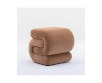 Chic S-Shape Velvet Footstool, Upholstered Makeup Stool, Modern Ottoman for Bedroom, Living Room, and Dressing Area-The Pop Home