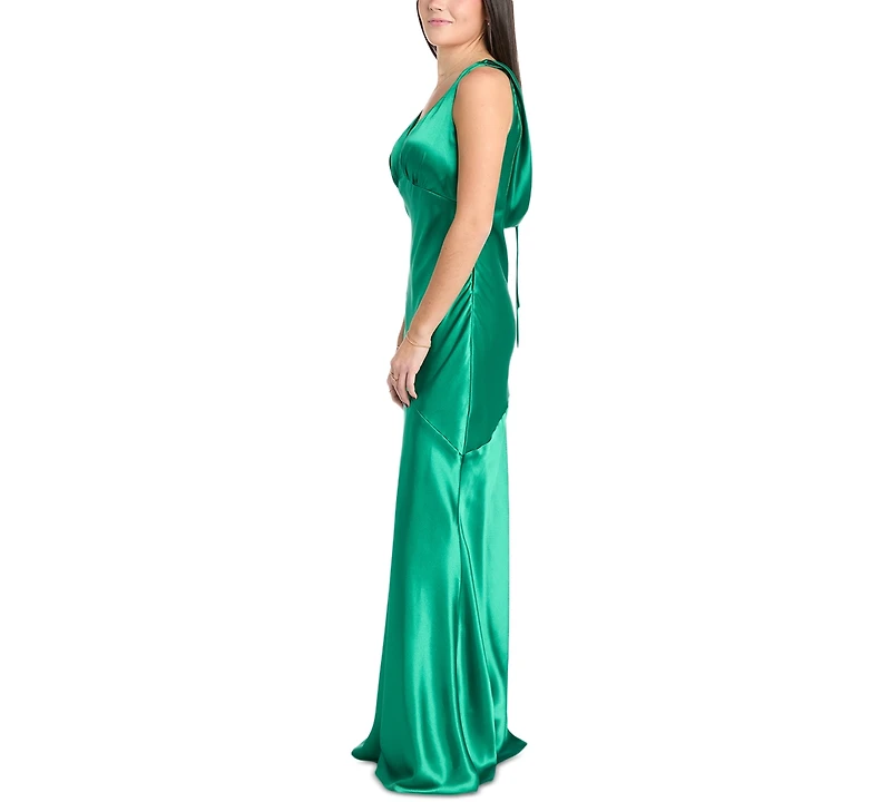 Morgan & Company Juniors' Cowl-Back Charmeuse Gown