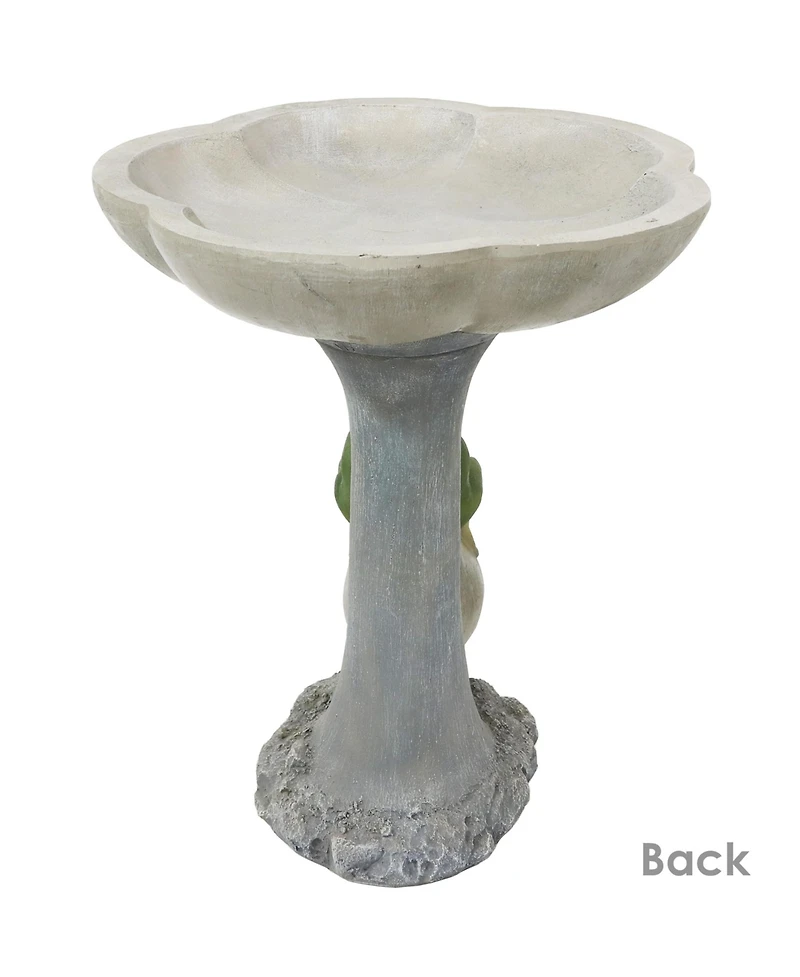 Brooding Frog on a Stone 22-Inch H Polyresin Bird Bath