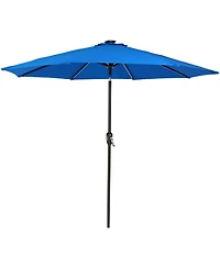 9-Foot Sunbrella Tilting Patio Umbrella with Solar Led Light Bars - Pacific Blue
