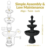 43"H Electric Fiberglass and Resin 3-Tier Flower Blossom Outdoor Water Fountain