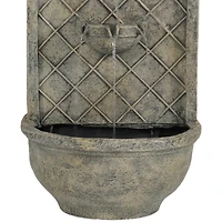 Messina 26-Inch Outdoor Polystone Solar Wall Fountain - Electric Submersible Pump - French Limestone Finish