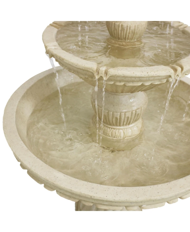 Sunnydaze Decor Classic Designer 55-Inch 3-Tier Polystone Outdoor Water Fountain - Electric Submersible Pump - Dark Brown