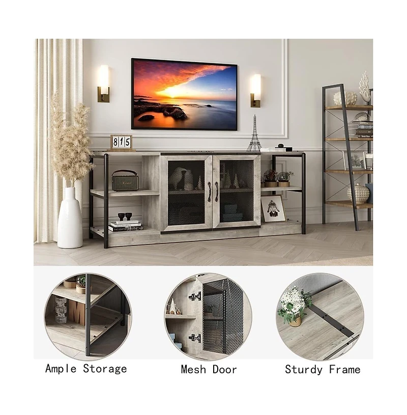 gaomon Tv Stand for 65+ Inch Tv, Industrial Entertainment Center Tv Media Console Cabinet