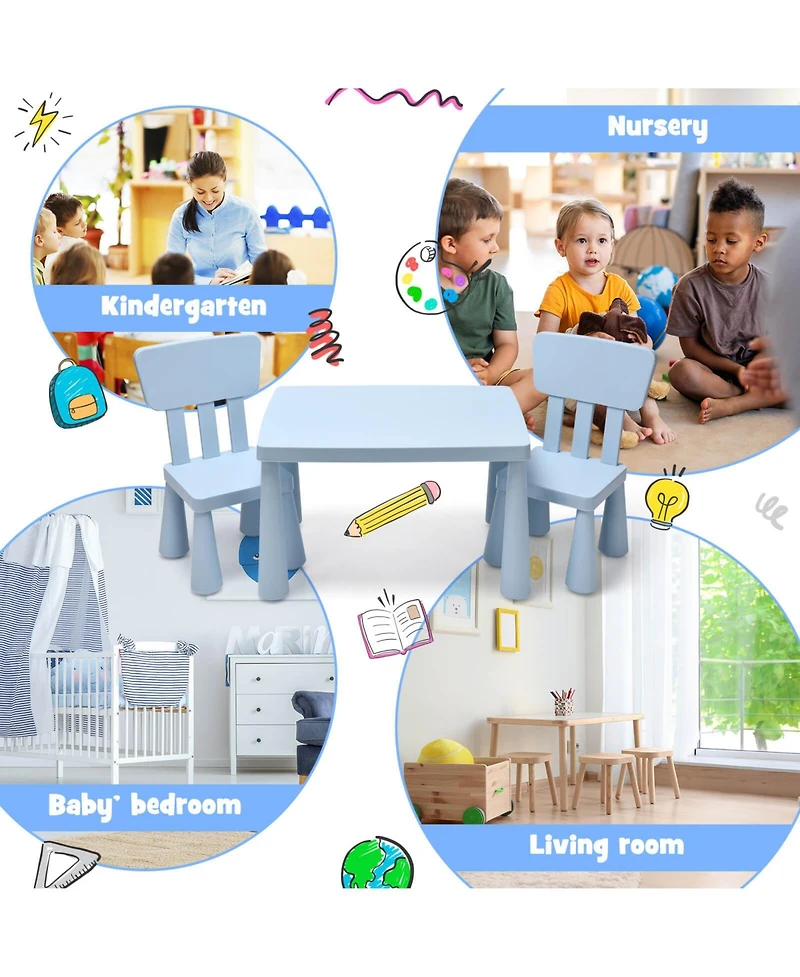 Gouun Kids 3 Pieces Multi Activity Play Dining Study Table and Chair Set
