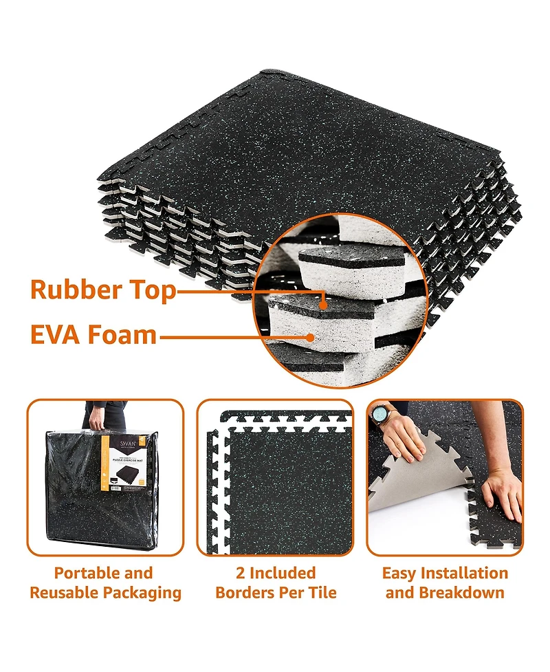 Sorbus 18 Interlocking Gym Floor Mat - 1/2" Thick Rubber Top High-Density Eva Foam (72 Sq Ft)