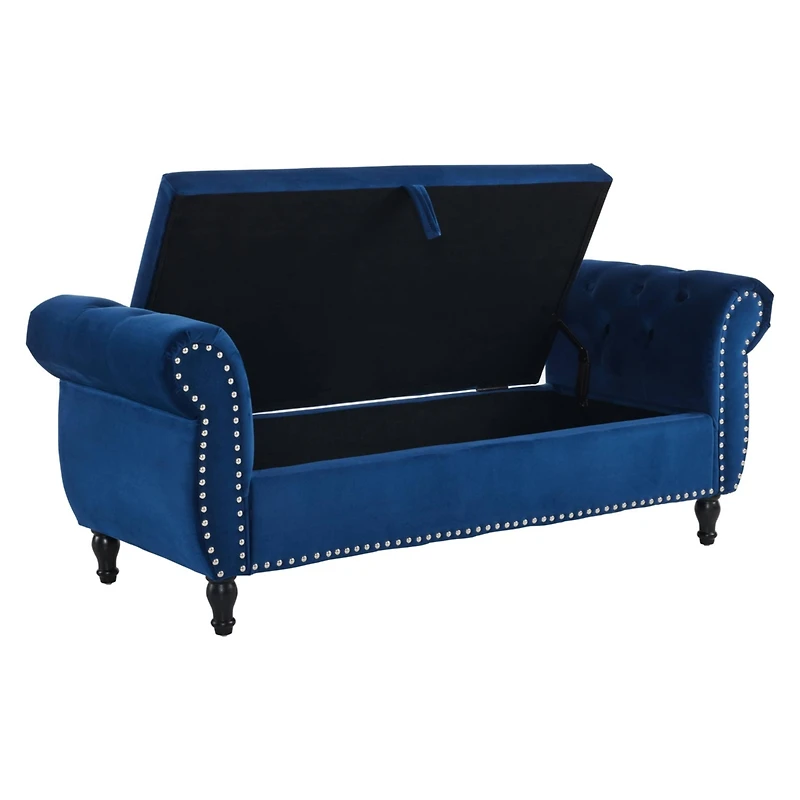Velvet Storage Ottoman Bench with Pillow, Stylish Footrest and Hidden Storage for Living Room, Bedroom, or Entryway-The Pop Home
