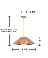 360 Lighting Mylinh 22 1/4" Modern Boho Cottage Pendant Ceiling Light Fixture Dining Room Over Table Kitchen Island Foyer Hanging Brass Finish Natural