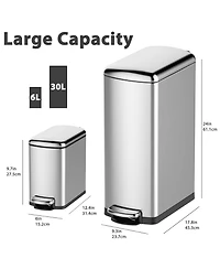 gaomon Kitchen Trash Can Set, 13.2 Gal & 2.11 Gal Stainless Steel Waste Bins