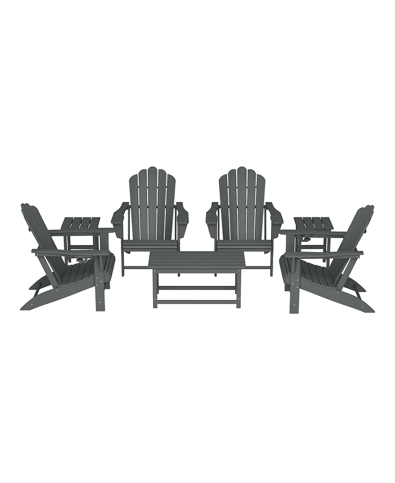 WestinTrends 7-Piece Hdpe Outdoor Patio Furniture Adirondack Conversation Set