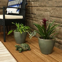 Resort High-Fired Outdoor/Indoor Glazed Uv- and Frost-Resistant Ceramic Planters with Drainage Holes - 2-Pack