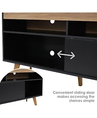 Indoor Mid-Century Modern Tv Stand Console with Storage Cabinet and Shelves for 58"