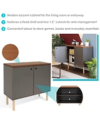 Indoor Mid-Century Modern 2-Door Accent Buffet Cabinet with Shelves