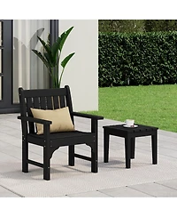 WestinTrends Outdoor Patio 2-Piece Hdpe Adirondack Garden Chair with Square Side Table Set