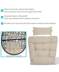 Outdoor Replacement Caroline Hanging Egg Chair Cushion and Headrest Pillow Set - 2pc