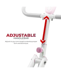Sunny Health & Fitness Pink Smart Upright Row-n-Ride Squat Assist Exerciser with Free SunnyFit App via Bluetooth