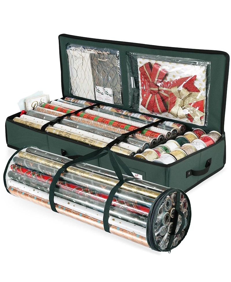 Christmas Wrapping Paper Storage Containers - Gift Organizer Fits Up to 22 Rolls of 40"