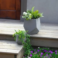 Outdoor Square-Top Lightweight Cement Planters - 2pk - Moondust