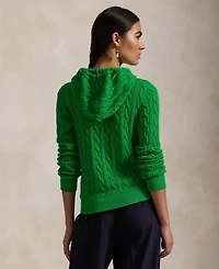 Polo Ralph Lauren Women's Cable-Knit Cotton Full-Zip Hoodie Sweater