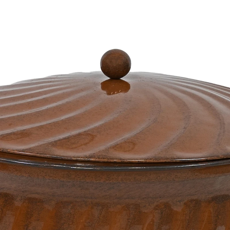 Metal Garden Hose Holder Pot with Lid - Uv-Resistant 145-Foot Garden Hose Pot Holder - Sage Glaze Finish