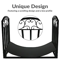 Indoor/Outdoor Heavy-Duty Powder-Coated Steel Fire Pit or Fireplace Firewood Log Rack Holder - 2' - Black