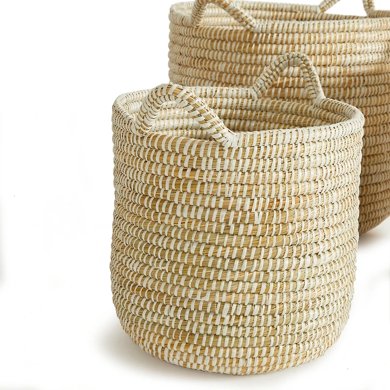 Rivergrass Round Baskets With Handles Set of 3