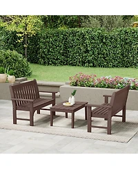 WestinTrends 3-Piece Hdpe Outdoor Patio Furniture Couch and Coffee Table Set