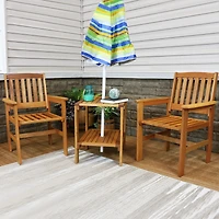 Outdoor Meranti Wood with Teak Oil Finish Patio Table and Chairs Conversation Set - Brown - 3pc